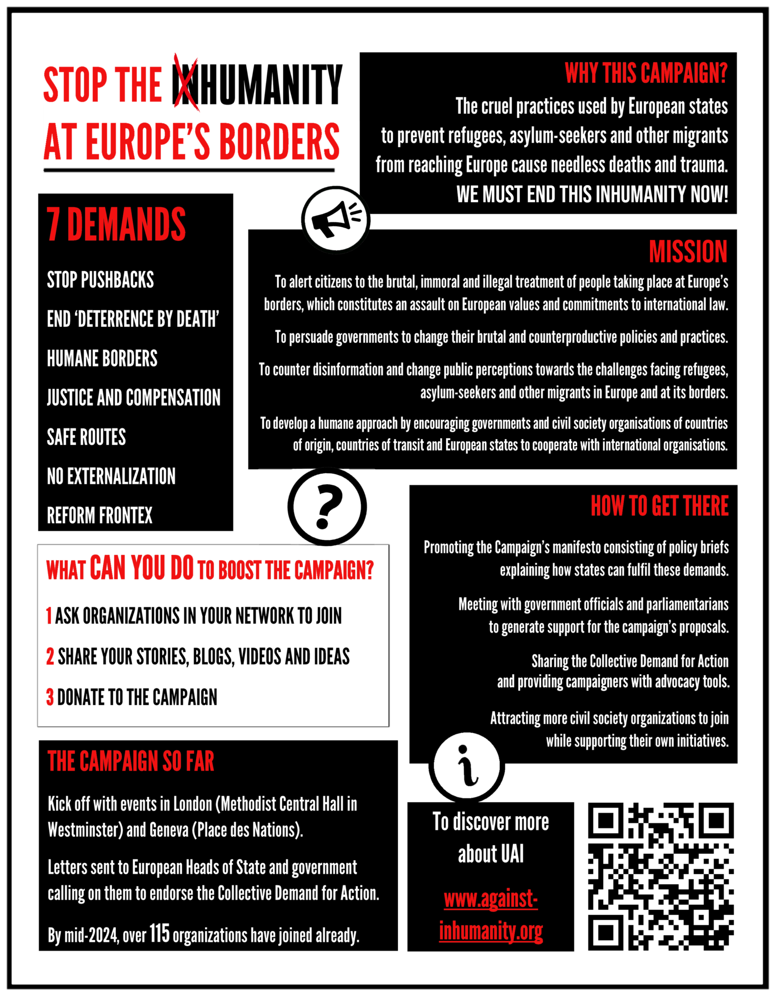 Criminal Inhumanity Campaign advocacy materials - United Against Inhumanity