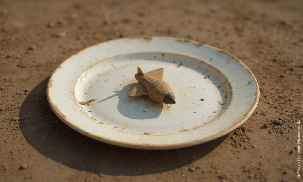 a plate with a little missile on it